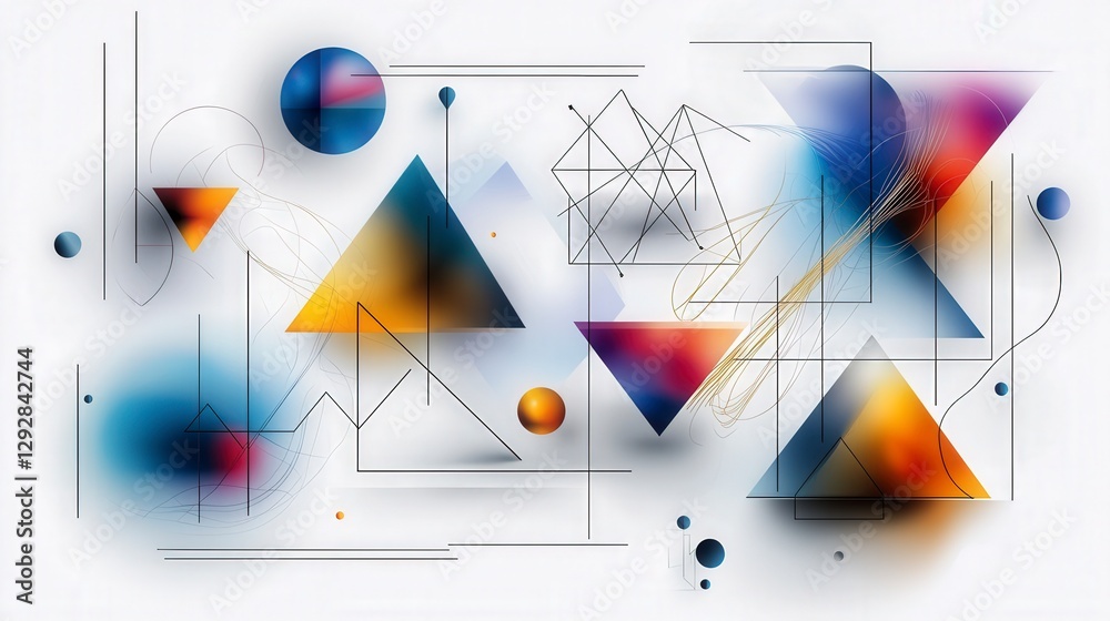 Poster dynamic geometric shapes in vibrant colors abstract art digital design modern aesthetics artistic pe