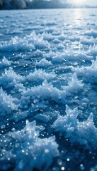 Mesmerizing display of natural ice crystals over a frozen water body