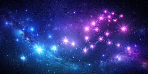 Obraz premium Glowing Scorpio Constellation in the Night Sky with Vibrant Purple Hue, dark blue, astronomy, dark blue, astronomy