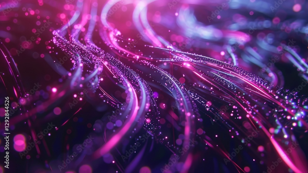 Wall mural abstract digital shape or line of technological cyber style particle design connect in surreal elect