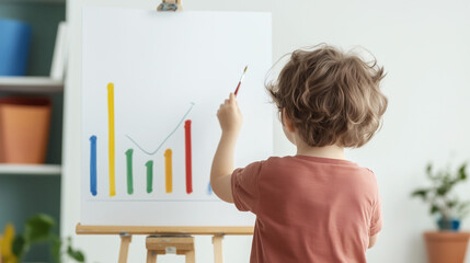 Young Analyst at Work: A curious child analyzes charts and graphs, showcasing learning and early education in an engaging setting.