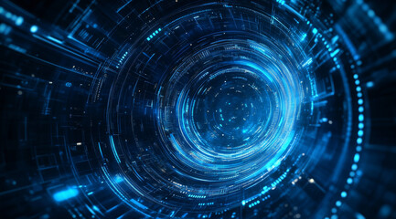 Obraz premium Futuristic blue digital background with glowing circuits