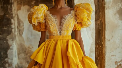 Bright and bold yellow fashion design showcases elegance and creativity in contemporary styling