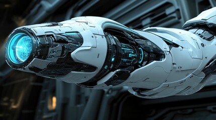 A futuristic robotic arm with glowing elements, showcasing advanced technology and design.