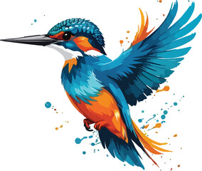 Kingfisher flying vector design, Colorful Kingfisher Illustration vector design