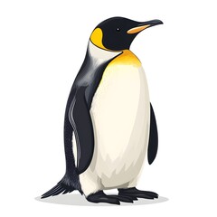 Fototapeta premium A charming penguin with a bright yellow beak and sleek black wings in its natural habitat