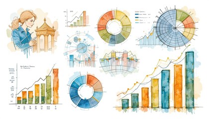 Obraz premium Data visualization techniques office infographic modern aerial insightful analysis