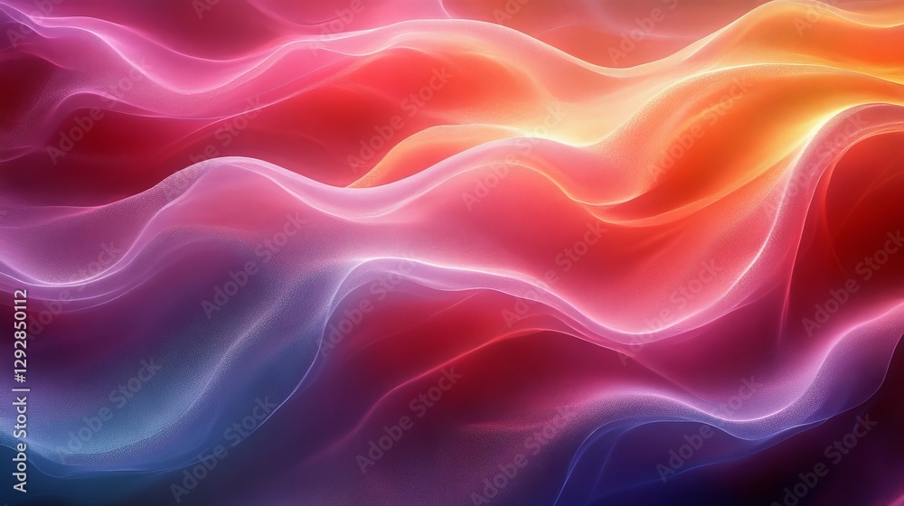 Poster abstract flowing multicolored waves in soft light with red, pink, and orange hues. artistic backdrop