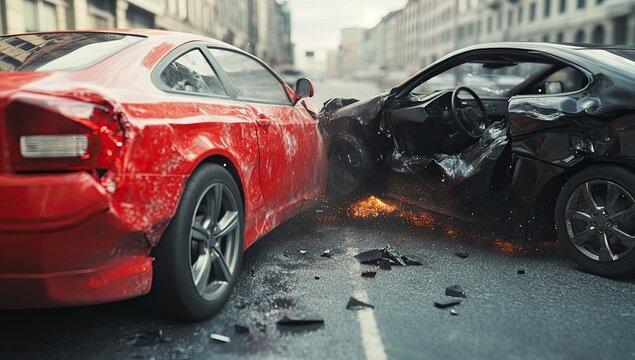 Urban Car Crash on City Street