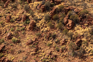 Aerial views of the rock formations at Watarrka National Park - Kings Canyon, Northern Territory.