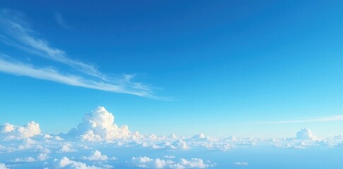 Deep azure expanse, wispy cirrus clouds drift lazily , peace, picturesque