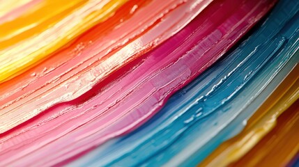 A Close-Up View of Vibrant Acrylic Paint Swirls in Vivid Colors—An Artistic Display of Fluidity and Texture in a Creative Setting
