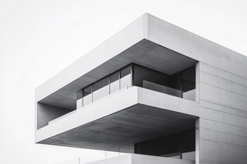 Fototapeta premium Modern concrete building showcasing minimalist architecture and geometric design