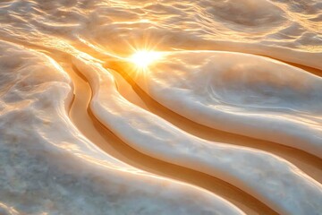 Obraz premium Stunning waves gently reflecting sunlight.