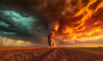 Massive Tornado Looming Over a Busy Town with Twisting Winds
Extreme Tornado Threatening a Town with Winds and Debris in the Air
storm clouds over the field