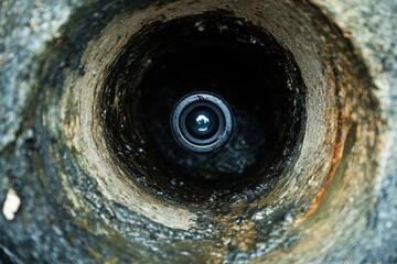 CCTV sewer inspection zoomed in