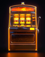 Retro Slot Machine with Glowing Orange Neon Lights