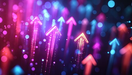 Neon Arrows Upward Growth Abstract Background