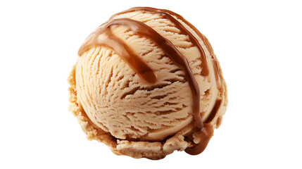 Fototapeta premium Delicious Caramel Drizzled Ice Cream Scoop Eat Food Cold isolated on transparent background