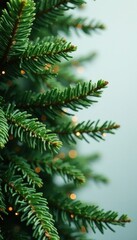 Lush green fir branches, natural winter decor, vibrant, fresh, green