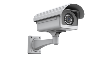 a surveillance camera mounted on a wall