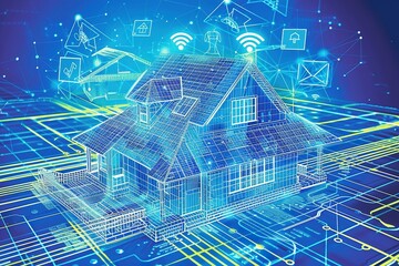Naklejka premium Advanced smart home technology concept with digital connectivity and futuristic design