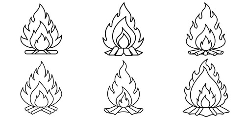 Bonfire Outline Coloring Page Printable Line Art Drawing