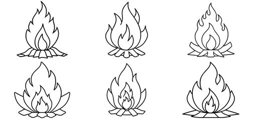 Bonfire Outline Coloring Page Printable Line Art Drawing