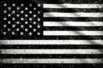 Black and white flag, stars and stripes, bold graphic design , stars, american