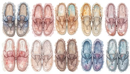 Vibrant flip flops display in retail photography