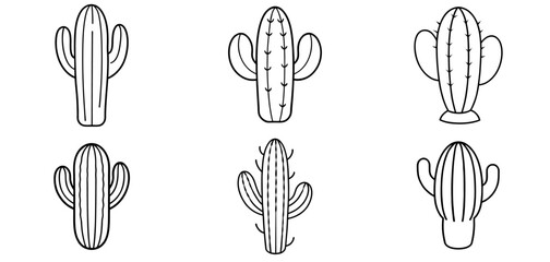Cactus Outline Coloring Page Printable Line Art Drawing