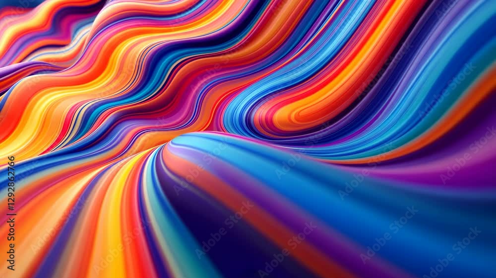 Poster vibrant multicolor waves forming dynamic abstract patterns in motion