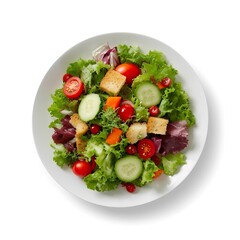 Fresh Salad in a Bowl, Isolated on White Background