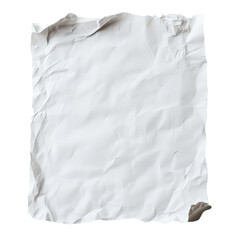 Obraz premium Crumpled white paper on clean background showcasing texture and simplicity for artistic or design use, White Paper Transparent background