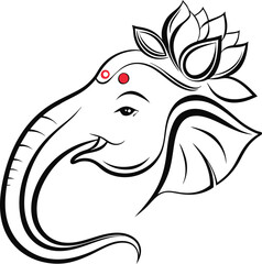  Lord Ganesha Face Silhouette Indian Culture Vector