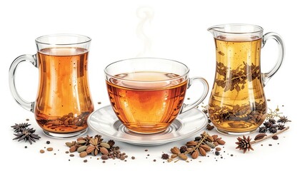 Fototapeta premium Herbal tea brewing process home kitchen food photography cozy environment close-up natural wellness