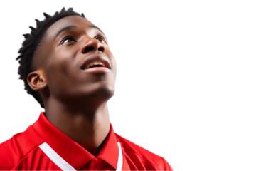  Athlete Looking Upwards Isolated on Transparent Background
