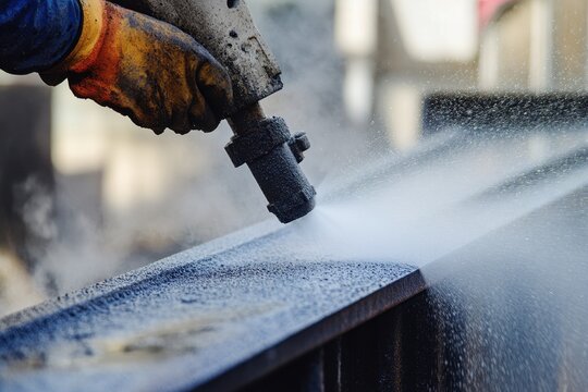 Detailed look at sandblasting prior to coating Abrasive blasting involves forcefully shooting abrasive material at a surface