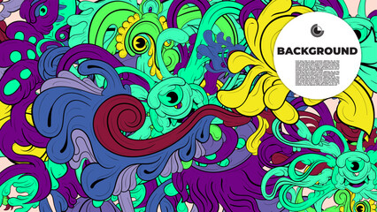 Bright and colorful abstract vector background with unique fractal shapes, perfect for posters, banners, and fabric print projects.