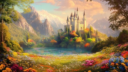 beautiful castle in a colorful landscape