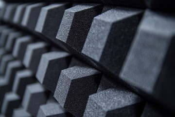 Detailed view of acoustic foam in a studio setting