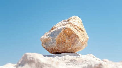 Rock balancing, sunny sky, nature, stability concept