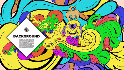 Bright and colorful abstract vector background with unique fractal shapes, perfect for posters, banners, and fabric print projects.