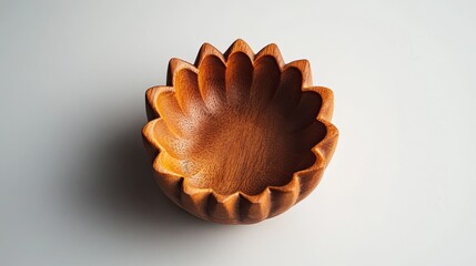 Obraz premium Diya Top View on White Background, Single Diya Lamp for Hindu Festivals, Spirituality, and Light Themes