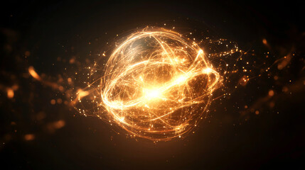 A glowing orb of energy radiating light in a dark background.