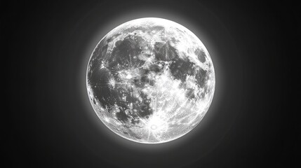 Full Moon Isolated on Transparent Background for Night Sky, Astronomy, and Celestial Themes.