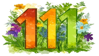 Colorful 1111 in floral garden
