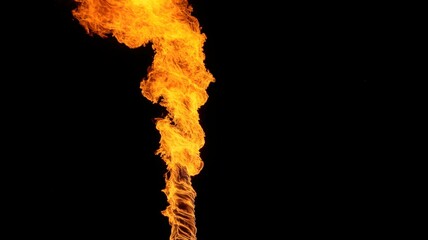 flaming vertical column of fire against a black background