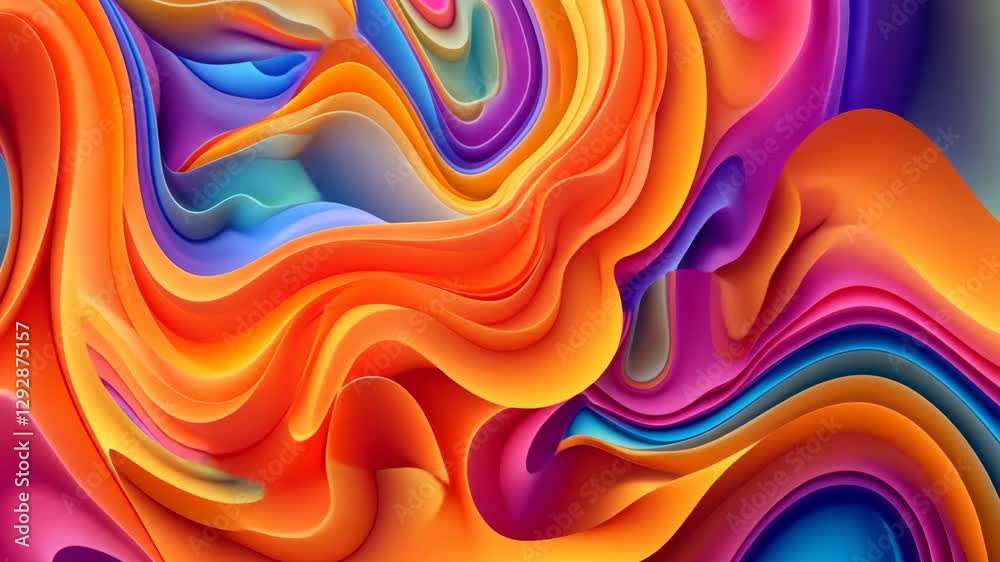 Poster vibrant abstract waves flow in dynamic colorful motion loop