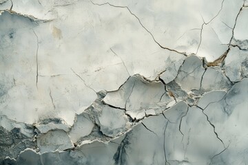 Obraz premium Expansive jagged fissures on a gray wall with cement covering Earthquake damage Blank space Textured backdrop